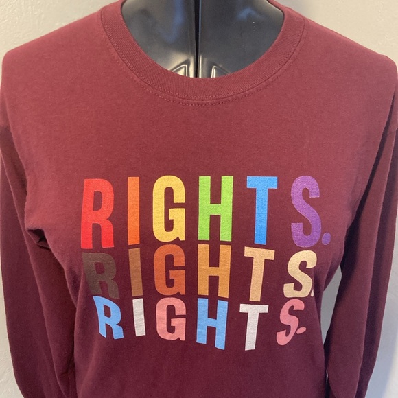 Gildan Ultra Cotton Maroon Graphic Rights Long Sleeve Teeshirt - Picture 2 of 13